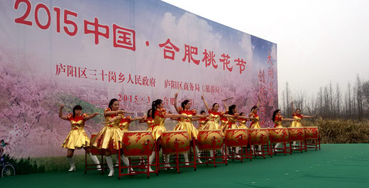 合肥市群文女子鼓樂團亮相桃花節