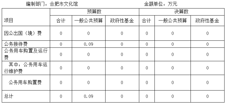 2020年合肥市文化館 “三公”經費決算公開